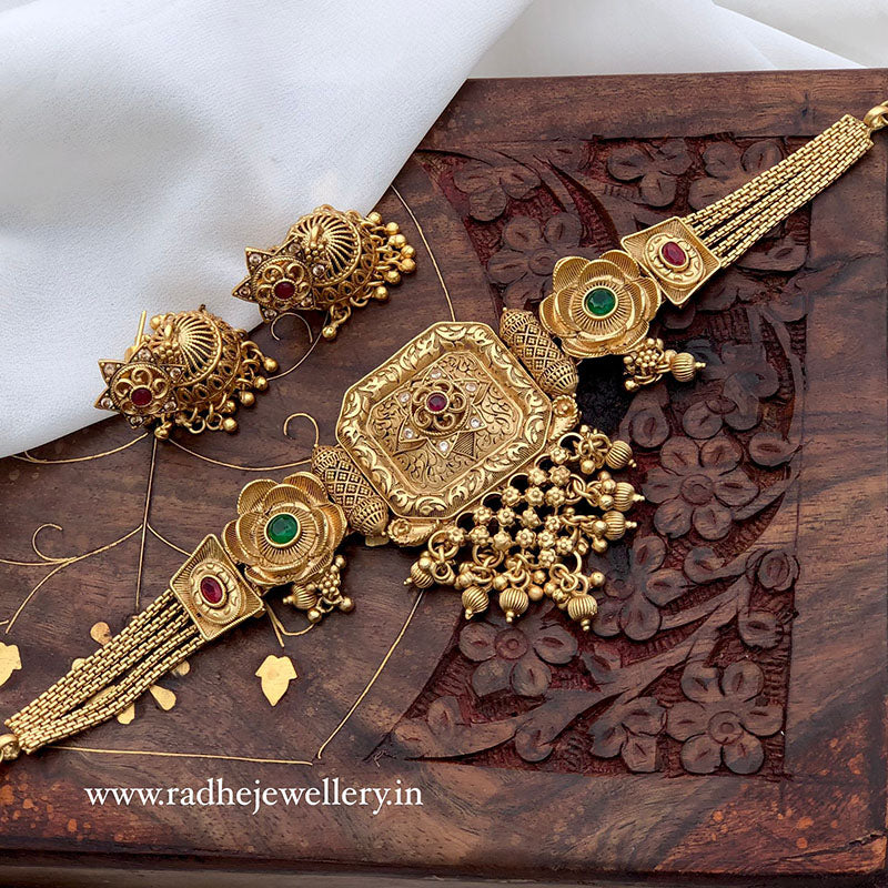 Ethnic Rajwadi Necklace Set, with Earrings