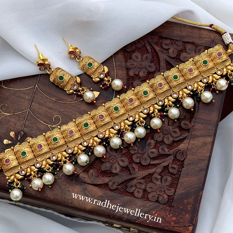 Ethnic Rajwadi Necklace Set, with Earrings