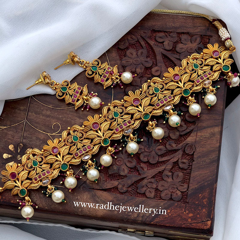 Ethnic Rajwadi Necklace Set, with Earrings