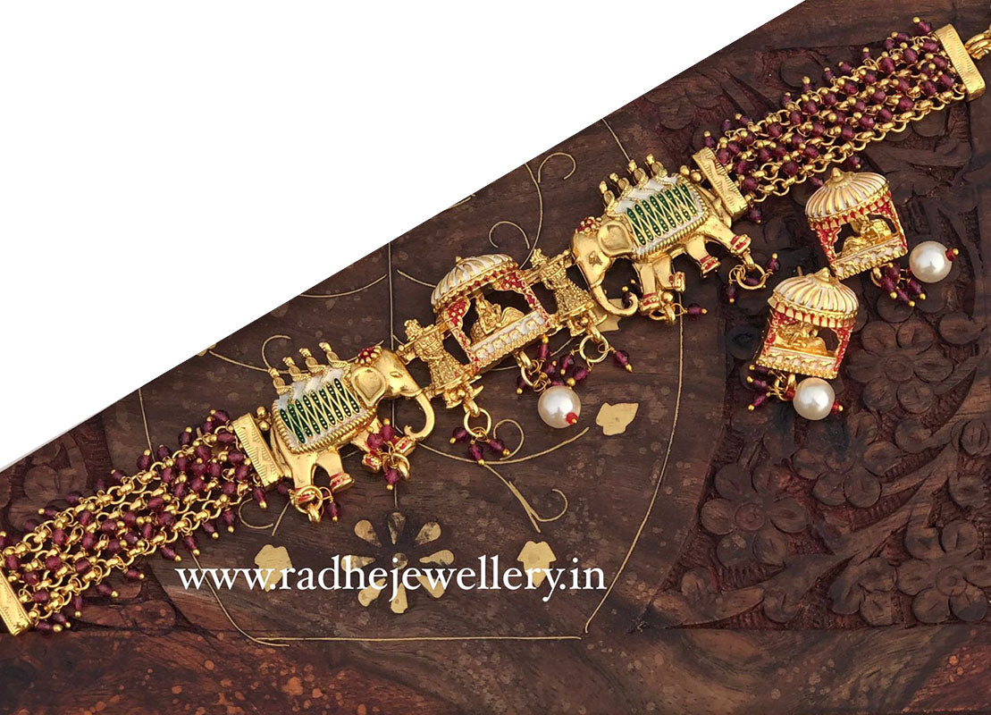 Ethnic Rajwadi Necklace Set, with Earrings