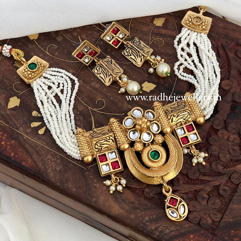 Ethnic Rajwadi Necklace Set, with Earrings