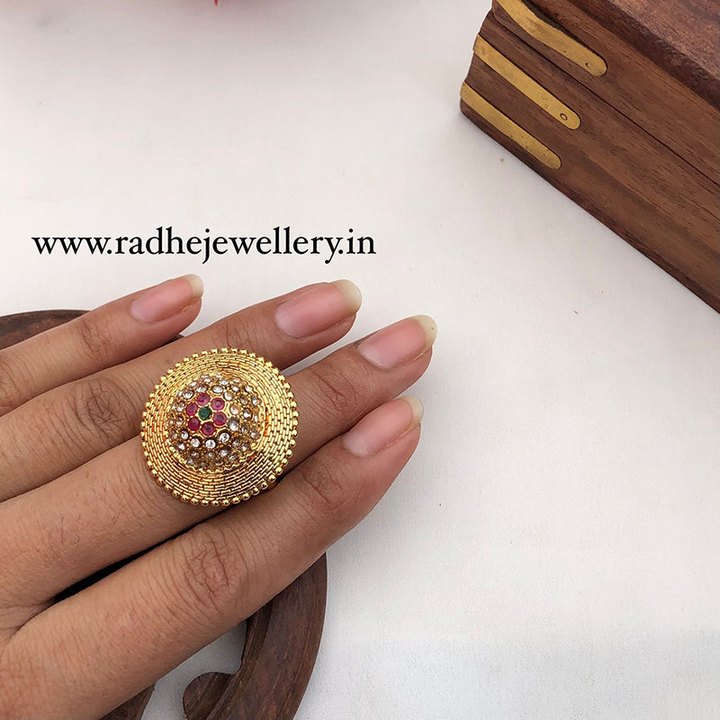 Chasmabadur Rajwadi Finger Ring, Gold Plated, Size Adjustable